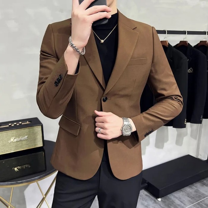 AppleDezign Men's Blazer Korean Luxury Clothing Solid Blazer Jackets For Men