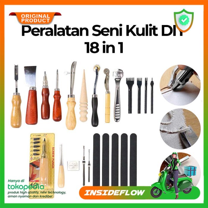 

PROMO! Set Alat Kerajinan Kulit DIY 18 in 1 Leather Tool Set Junetree - WA134