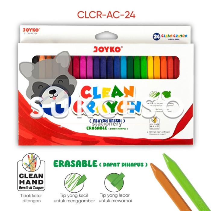 

TERMURAH Joyko Clean Crayon CLCR-AC-24 (Erasable) Krayon Bersih Dapat Dihapus