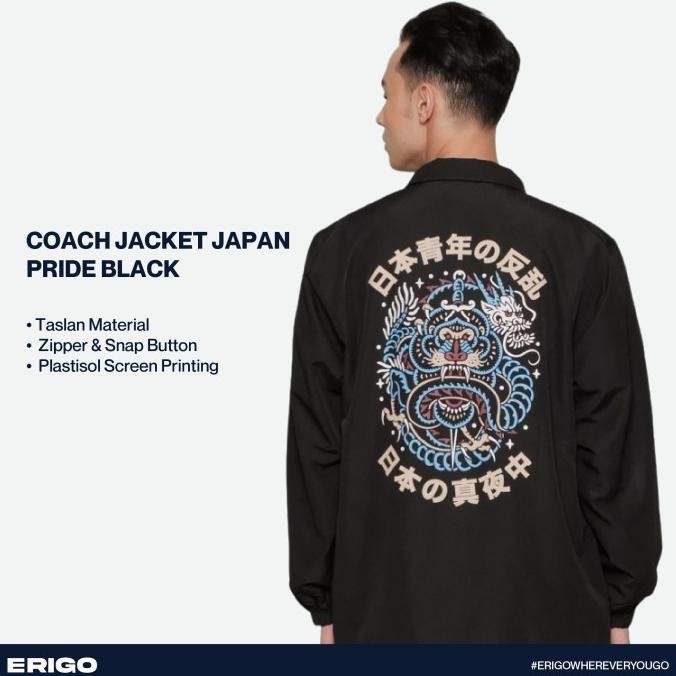 OUTERWEAR UNISEX ERIGO COACH JACKET JAPAN PRIDE BLACK STOK TERBATAS