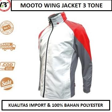 MOOTO WING JACKET 3 TONE (WHITE/RED/GREY) STOK TERBATAS