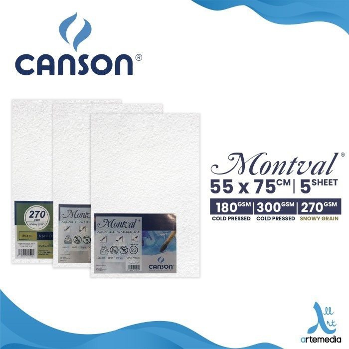 

HOT PROMO Canson Montval 55x75cm Watercolor Paper Sheet Set Kertas Cat Air
