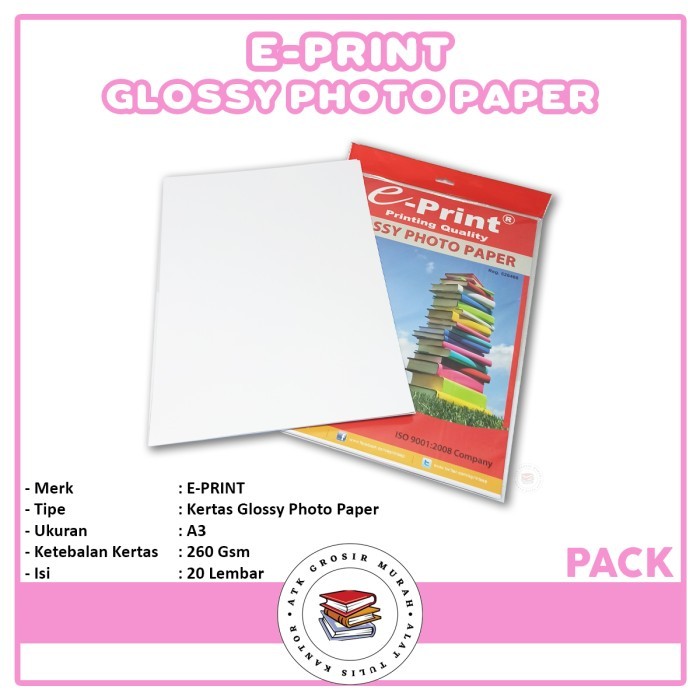 

E-PRINT - Kertas Foto - Photo Paper Glossy 260gsm- Pack