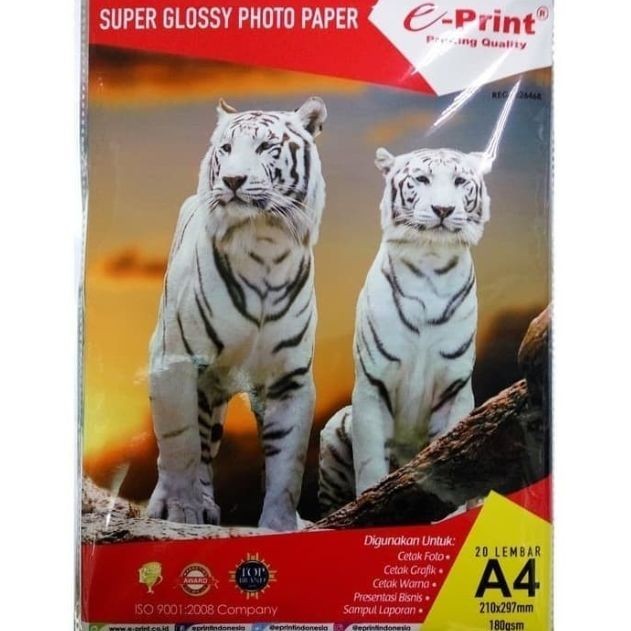 

Kertas Foto E-Print Super Glossy Paper A4 180 Gsm Back Print