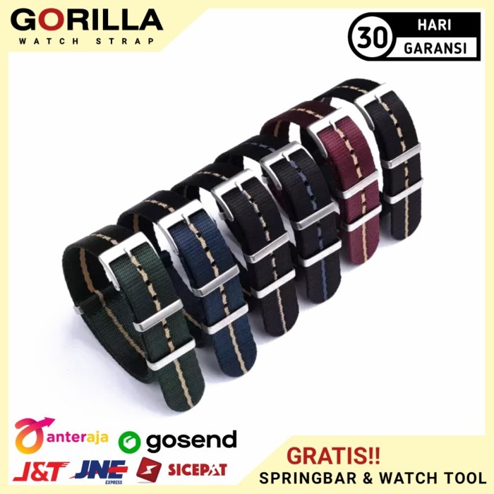 TERLARIS tali jam tangan nylon slim seatbelt nato strap woven tudor juelong