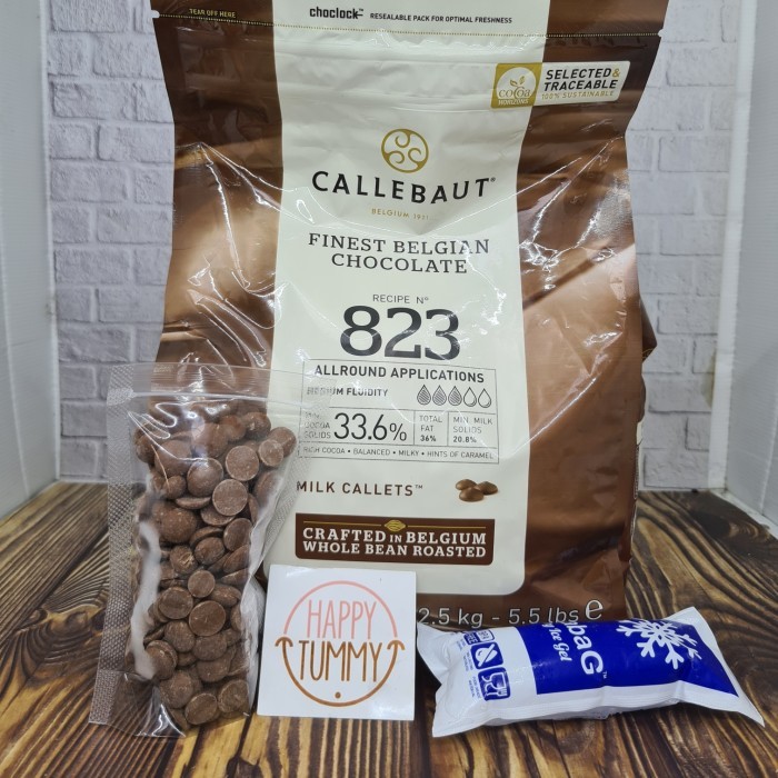 

Callebaut milk chocolate 823 33% callets coklat repack