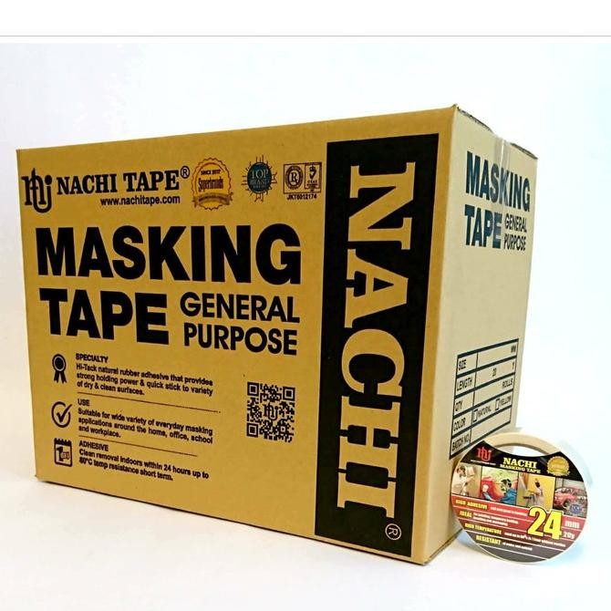 

(DUS) NACHI MASKING TAPE LAKBAN KERTAS CREAM 24 MM X 20 YARD ASLI