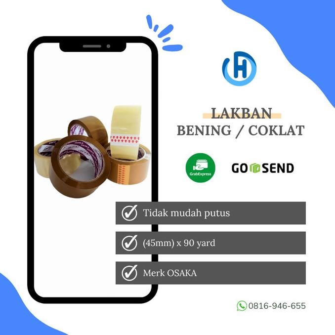 

(GOJEK GRAB) LAKBAN BENING COKELAT 2 INCH X 90 YARD OSAKA PER DUS ASLI