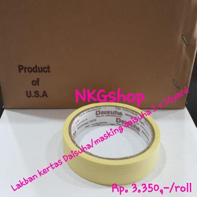 

LAKBAN KERTAS DAISUHA/MASKING DAISUHA 1 X 15YARD (1DUS = 36ROLL) ASLI