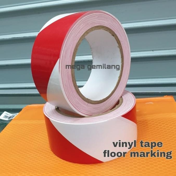 

LAKBAN LANTAI / FLOOR MARKING / VINYL TAPE MERAH PUTIH ASLI