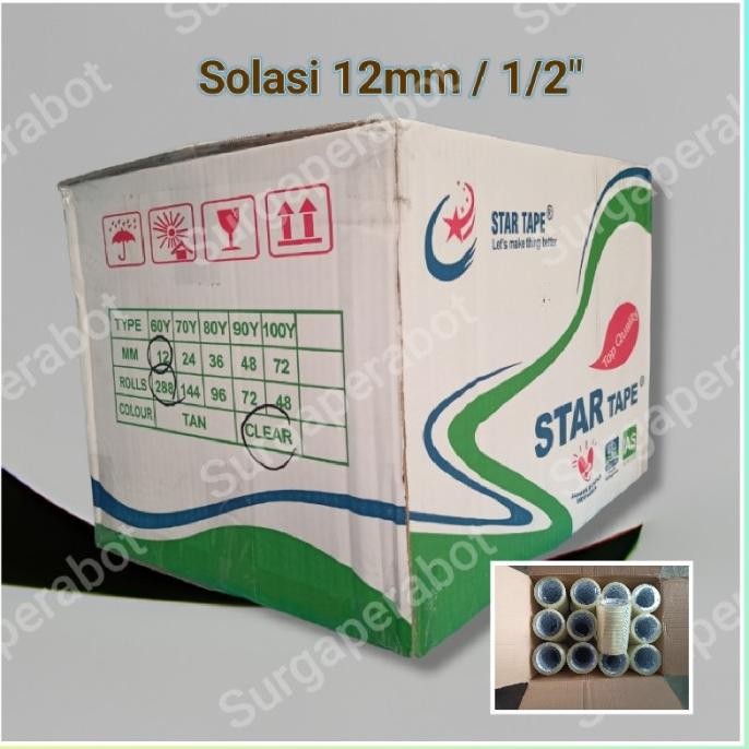 

LAKBAN BENING 12MM 1 DUS ISI 288 PCS 72YARD SOLASI 0.5 INCH SELOTIP ASLI