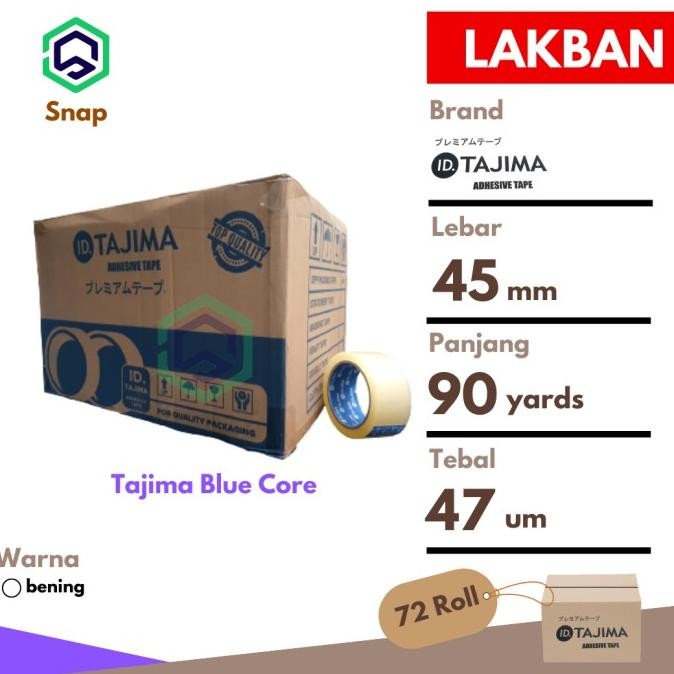 

LAKBAN BENING OPP TAPE TAJIMA BLUE CORE 45 MM X 90 YARDS DUS ASLI