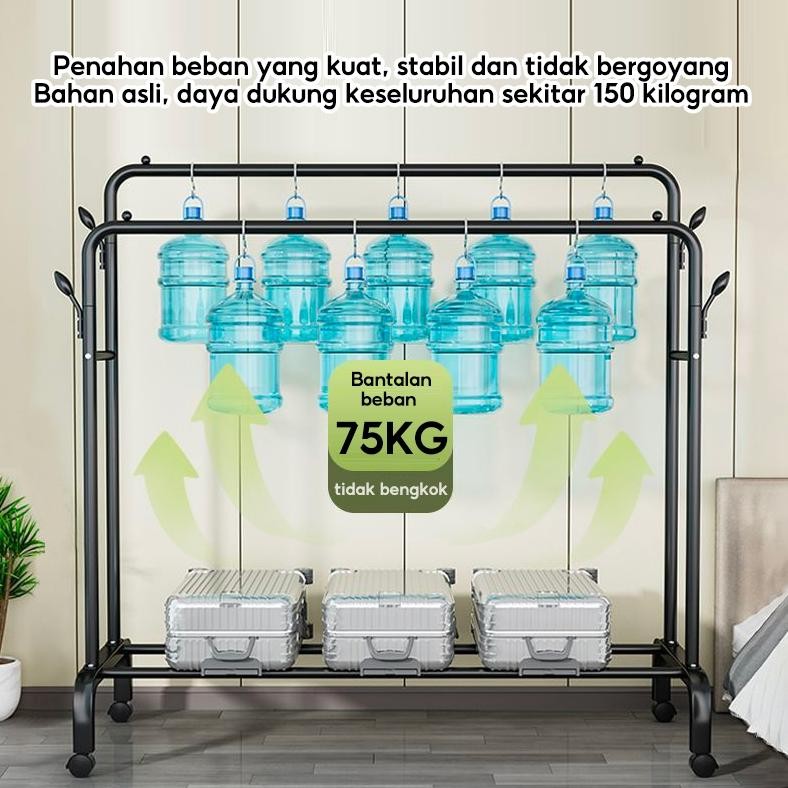 Stand Hanger Gawang Double Besi Kuat Putih Hitam Butik Display Gawangan Gantungan Baju