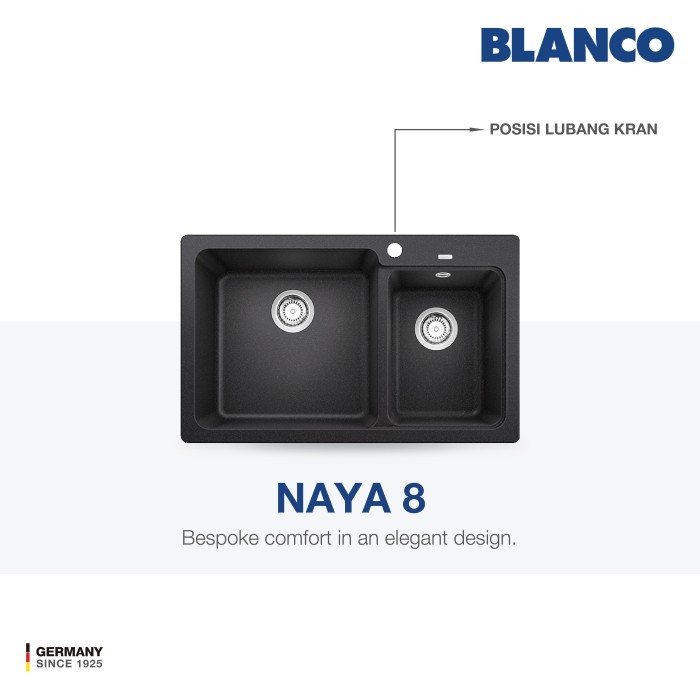 Kitchen Sink Bak Cuci Piring Granit 2 Lubang BLANCO Silgranit NAYA 8 - Paket Kitchen Sink dan Keran