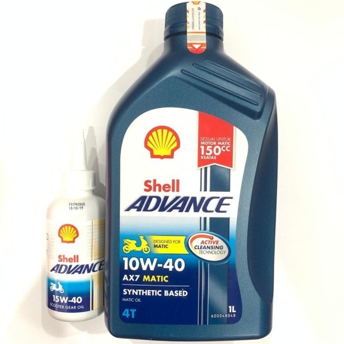 PAKET OLI SHELL AX7 MATIC 1 LITER DAN 1 GARDAN 100% ORIGINAL SHELL