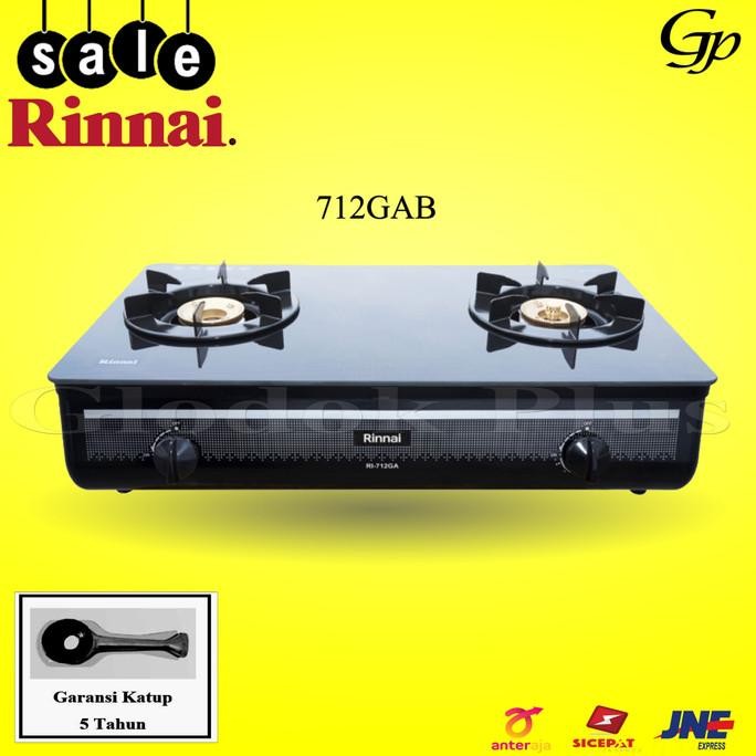Rinnai Ri-712Ga B Kompor Gas Kaca Ri712Ga B 2 Tungku Rinai Ri712Gab