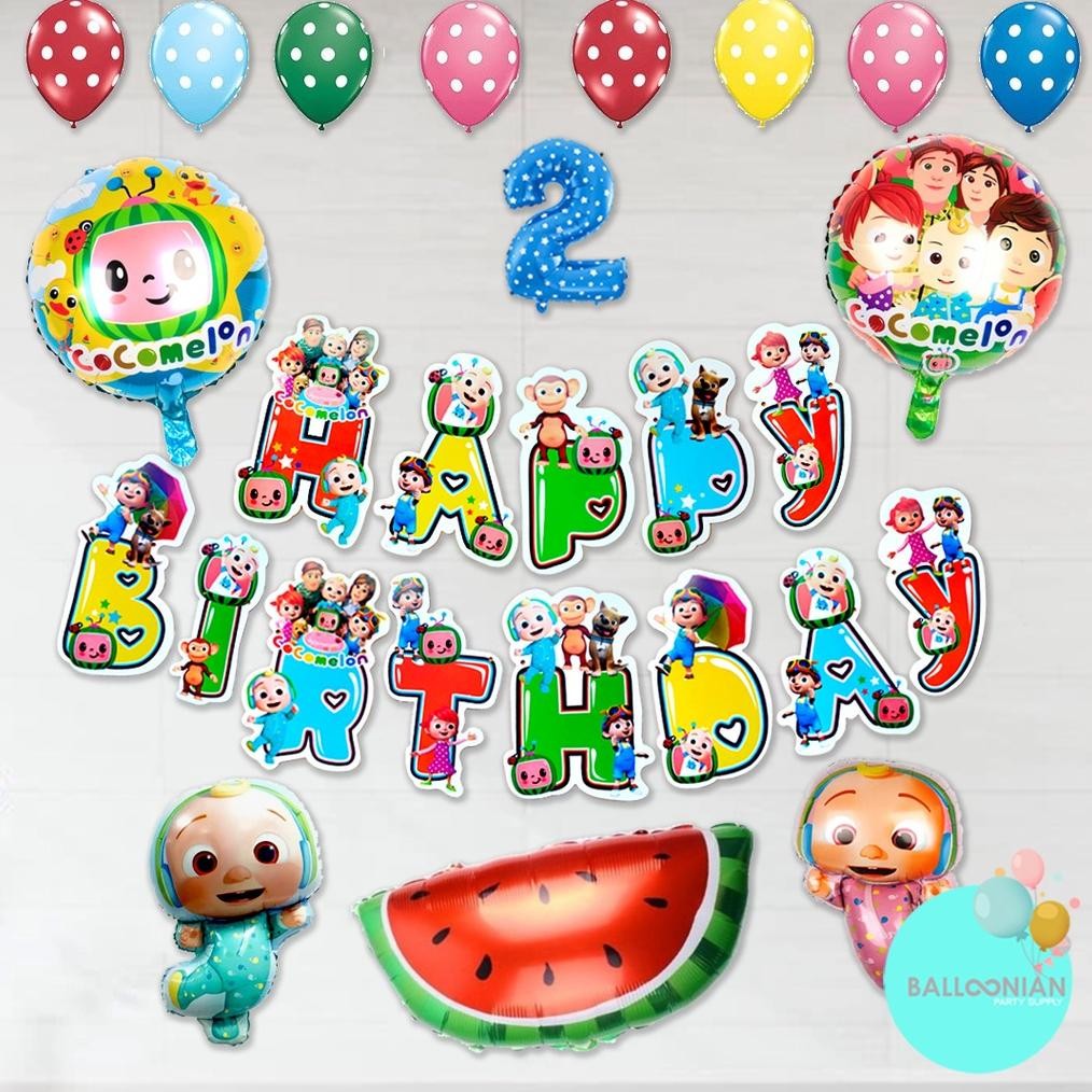COD COCOMELON SIMPLE DECORATION SET/DEKORASI ULTAH ANAK/BALON FOIL BABY/BALLOON COCOMELON eqw-68