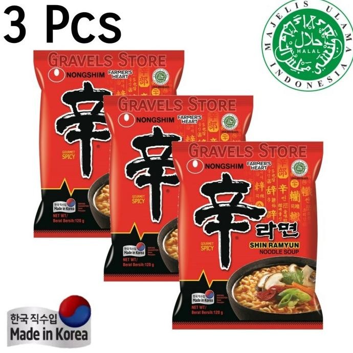 

[Bundling 3 Pcs] Nongshim Shin Ramyun Made in Korea - Mie Ramen Pedas KTS
