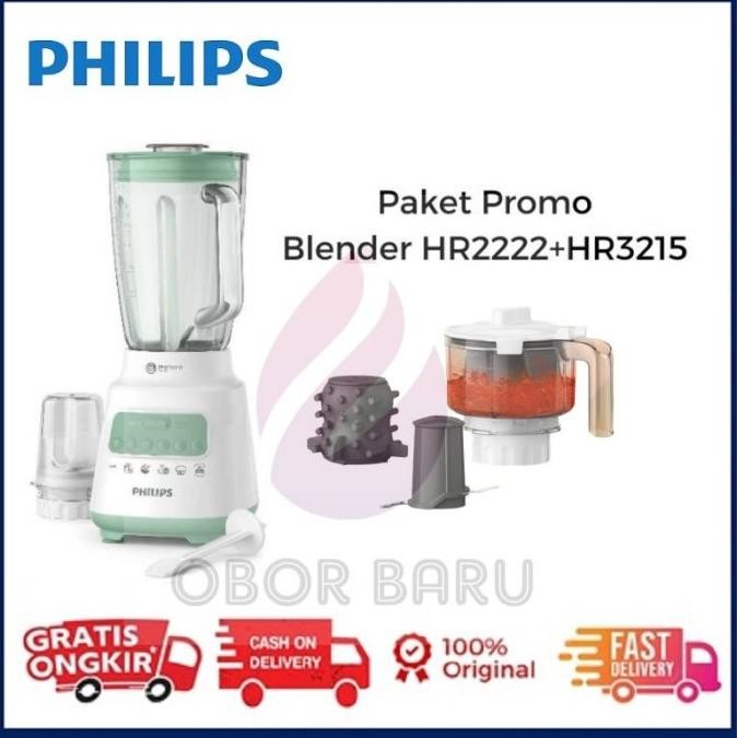Paket Blender Philips Kaca Hr2222 + Chopper Daging + Sambel Maker