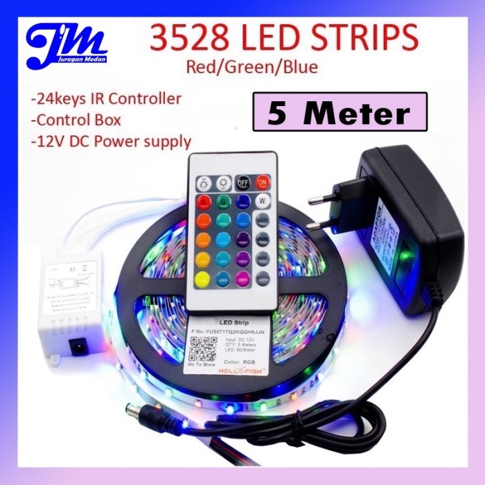 PROMO 5 Meter Lampu Led STRIP Lampu Hias Kamar RGB Remot ADAPTOR Modul SET