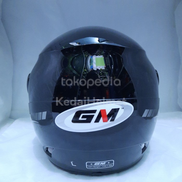 Helm Gm Evolution Solid Black Metalik - Hitam Metalik Kaca Pelangi