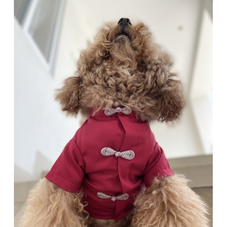 Baju anjing jantan imlek red qipao