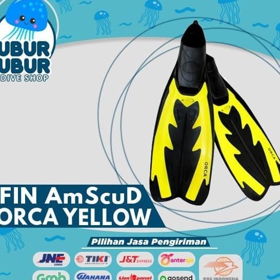 Fin AmScuD Full Foot ORCA YELLOW - Kaki Katak Selam/Diving/Snorkling