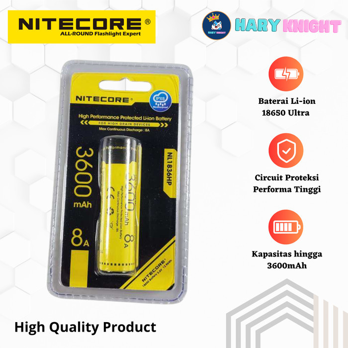 TERLARIS NITECORE Baterai 18650 Li-ion 3600mAh High Drain Original Authentic