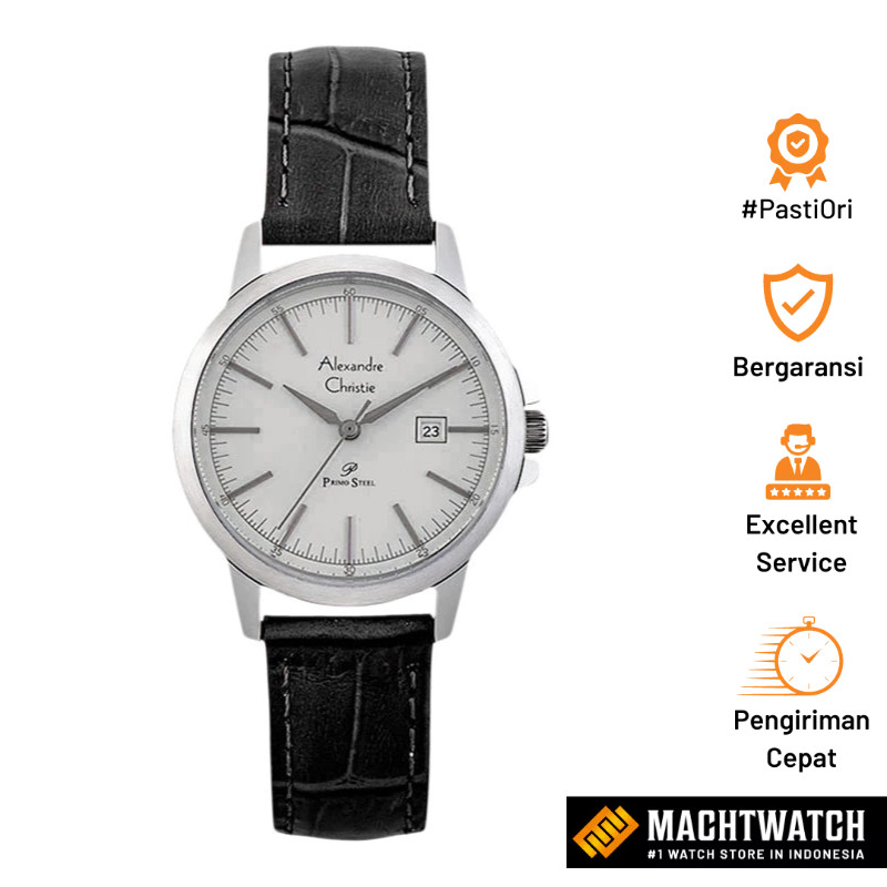 Jam Tangan Wanita Analog Alexandre Christie AC 1008 LD LSSSL ACF-1008 AC 1008 AC1008 Silver Dial Bla
