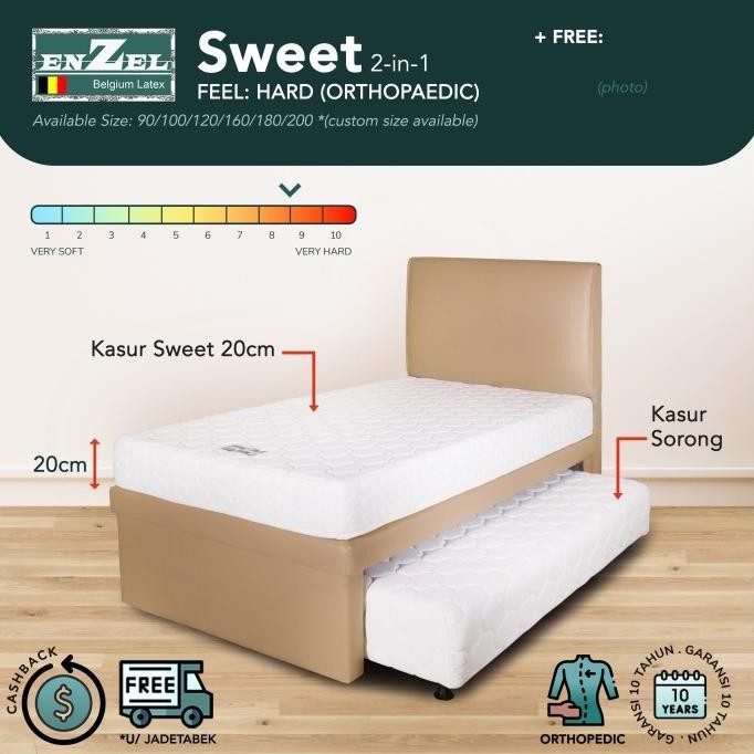 Set Kasur Sorong Latex Enzel Sweet 2 In 1 Uk.120X200Cm