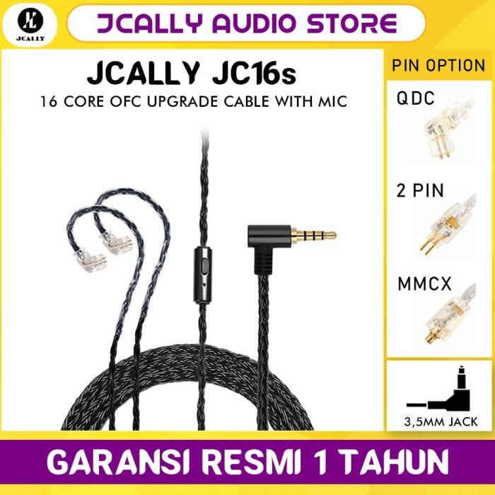 JCALLY JC16S Kabel Upgrade OFC 16 Core with Mic IEM Headset Cable