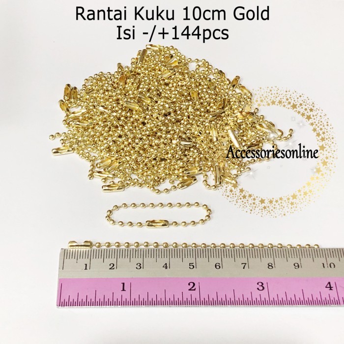 

BIG SALE Rantai Kuku / Rantai Biji Lada / Rantai Hang tag / 10cm Gold isi 144