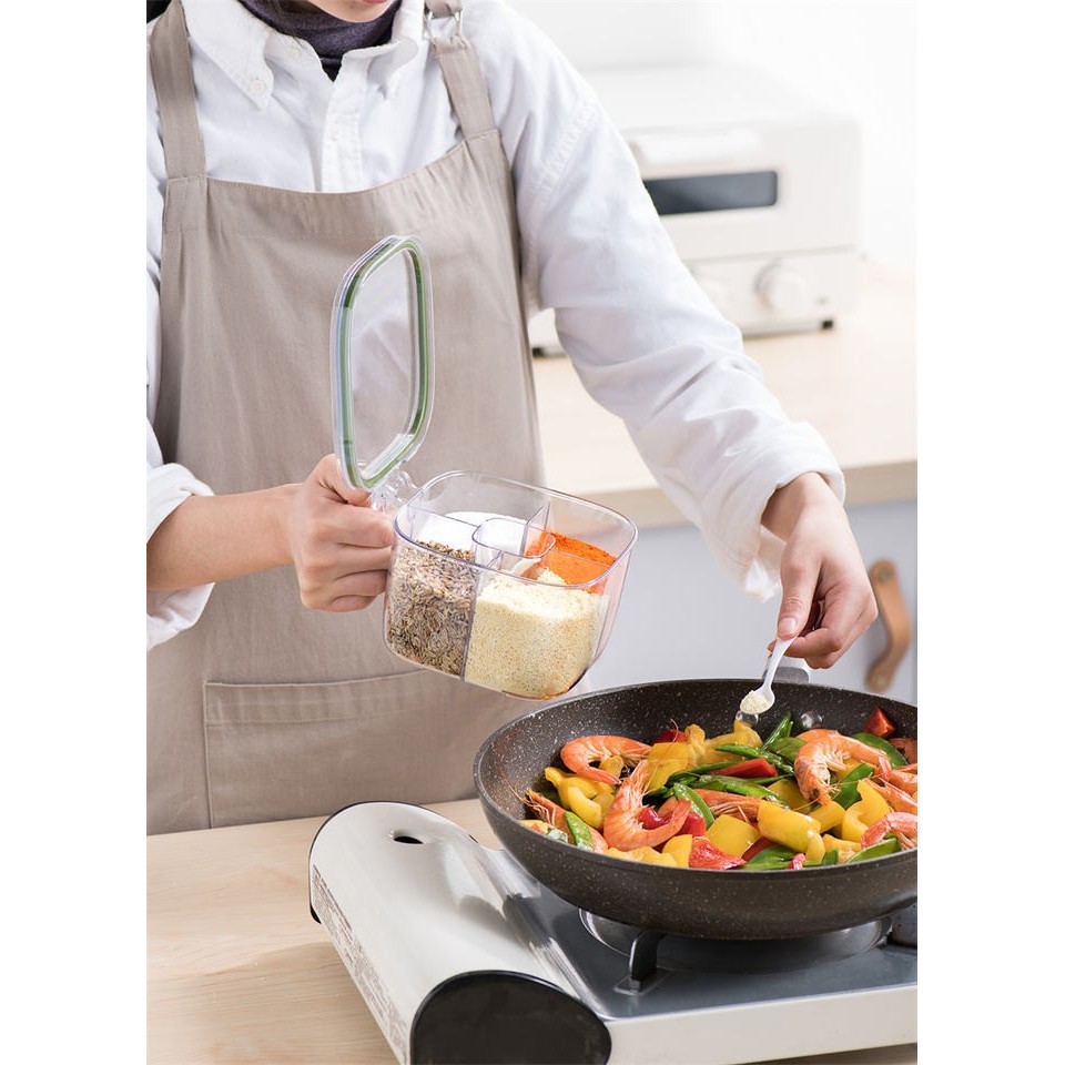 

BERGARANSI PINMOO 4IN1 STORAGE BOX WADAH KOTAK PENYIMPANAN BUMBU MAKANAN - AAB007