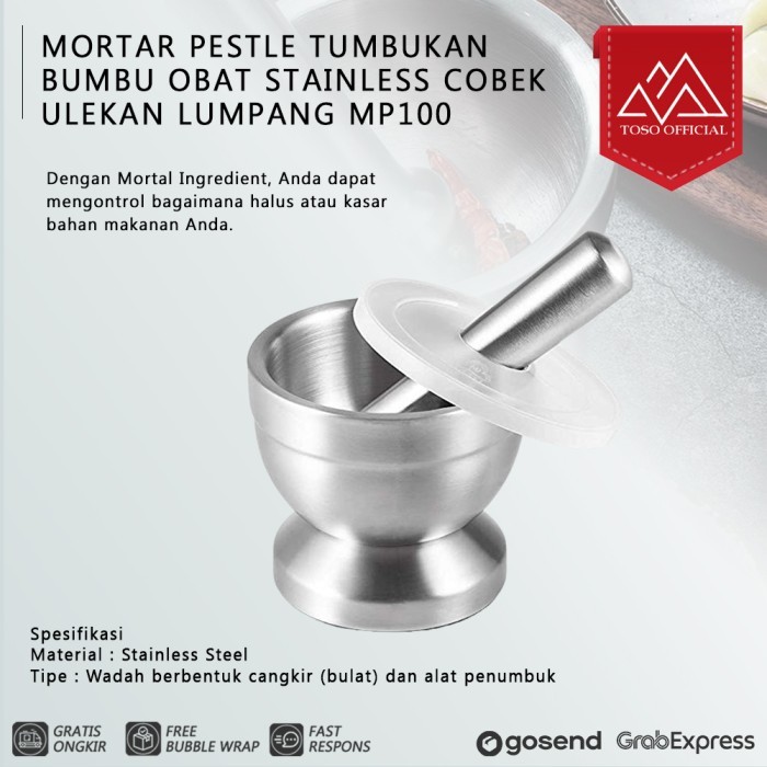 

TERJAMIN Mortar Pestle Tumbukan Bumbu Obat Stainless Cobek Ulekan Lumpang MP100
