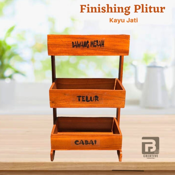 

TERJAMIN FINISHING PLITUR Rak Bumbu Kayu Rak Bawang 3 Susun