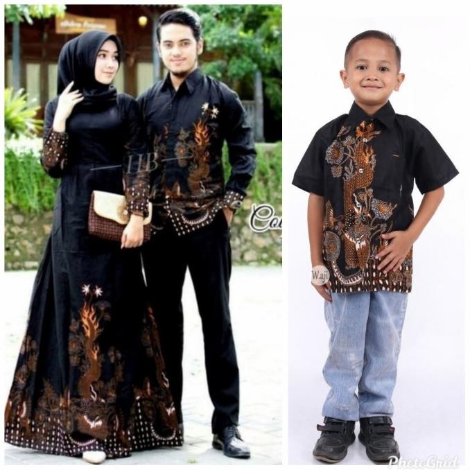 || Best seller  ~`~ Baju sarimbit gamis motif naga standart batik couple keluarga dan anak ||~~~