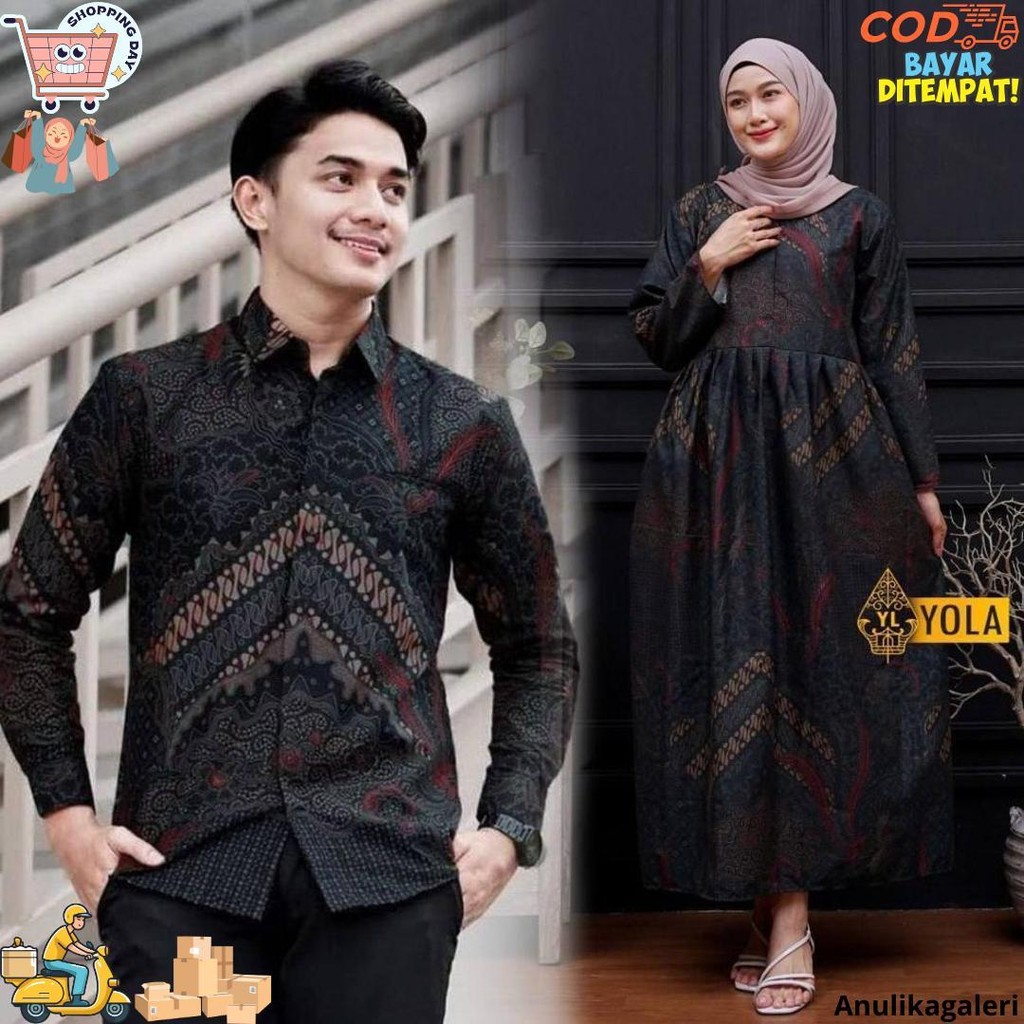 Harga Sepasang Gamis Batik Couple Pasangan - Baju Batik Couple Sarimbit Jumbo Terlaris02 D Termurah