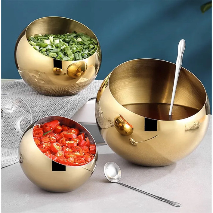 

BERGARANSI Mangkok Emas Bola 22cm Stainless Steel SUS 304 Golden Bowl Wadah Serbaguna Mangkuk Mewah
