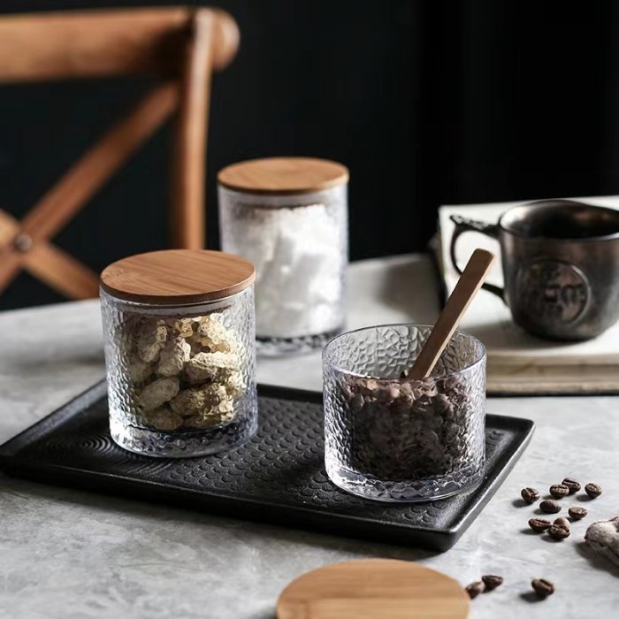 

TERJAMIN Jar Kedap Udara Toples Kaca Tutup Kayu Jar Permen Snack Bumbu Dapur