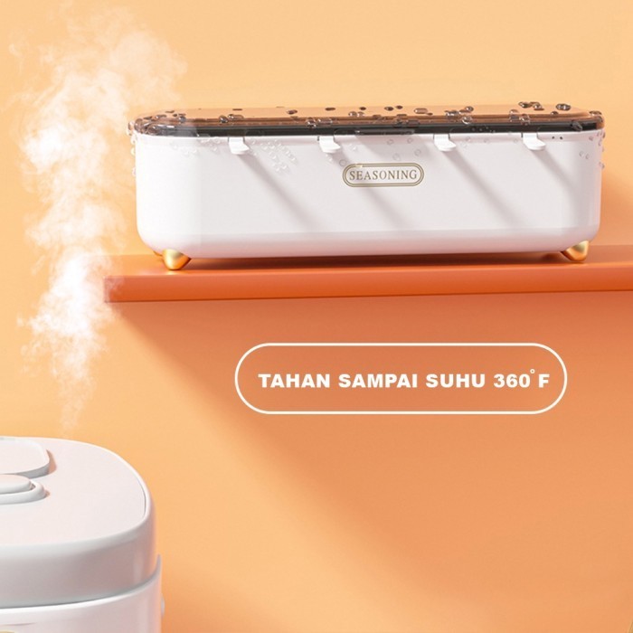 

CUCI GUDANG Box Kotak Wadah Tempat Bumbu Dapur Empat 4 Sekat Lubang Sap Seasoning