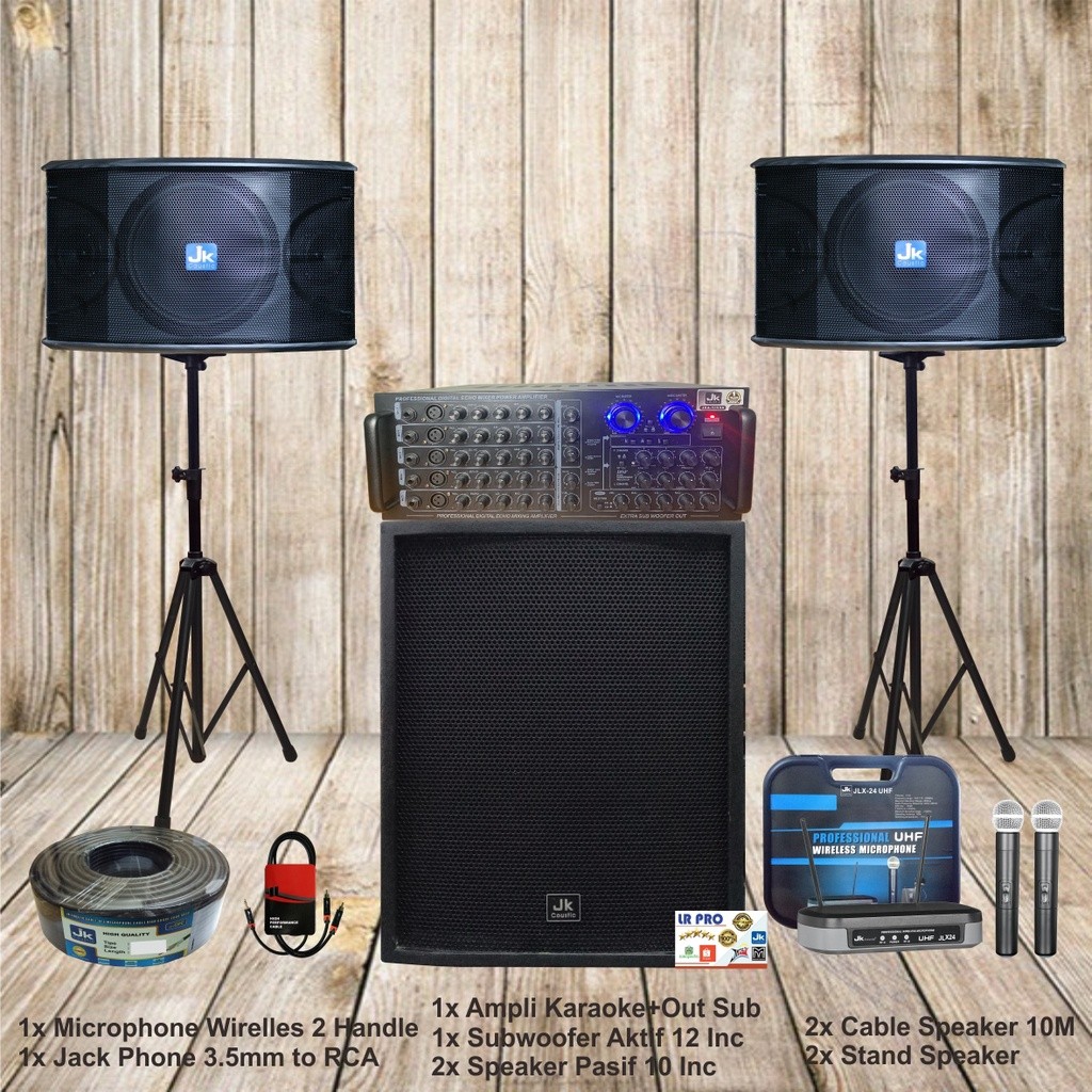 Paket Sound system Karaoke Jk coustic 10 Inc + Sub Aktif 12 Inc