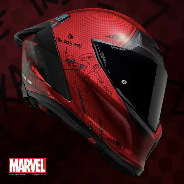 RUROC EOX MARVEL'S DEADPOOL HELMET. Helm full face sepeda motor
