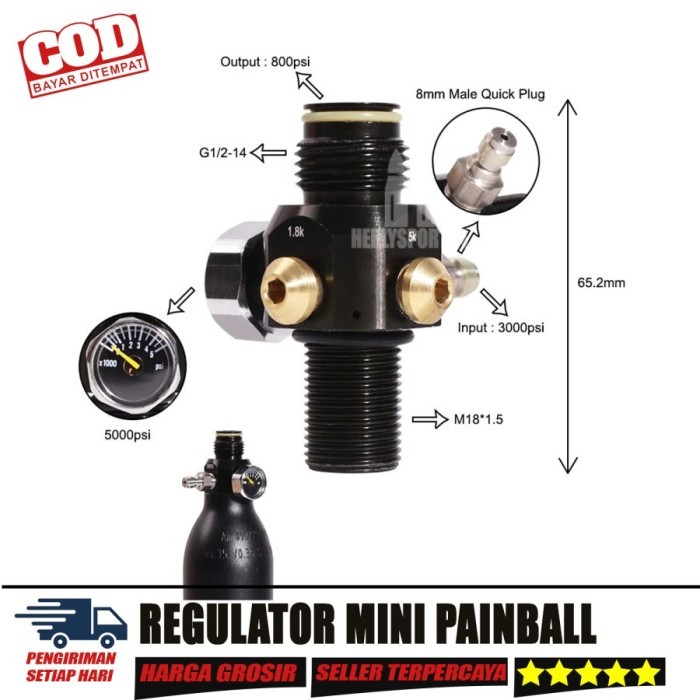 REGULATOR PCP MINI REGULATOR PAINBALL MINI REGUL APR 2 CM DRAT M18