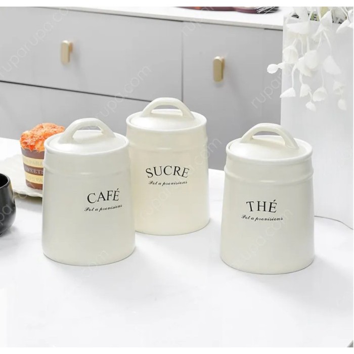Set Tempat Teh Gula Kopi Canister Toples Makanan Tea Coffee Sugar