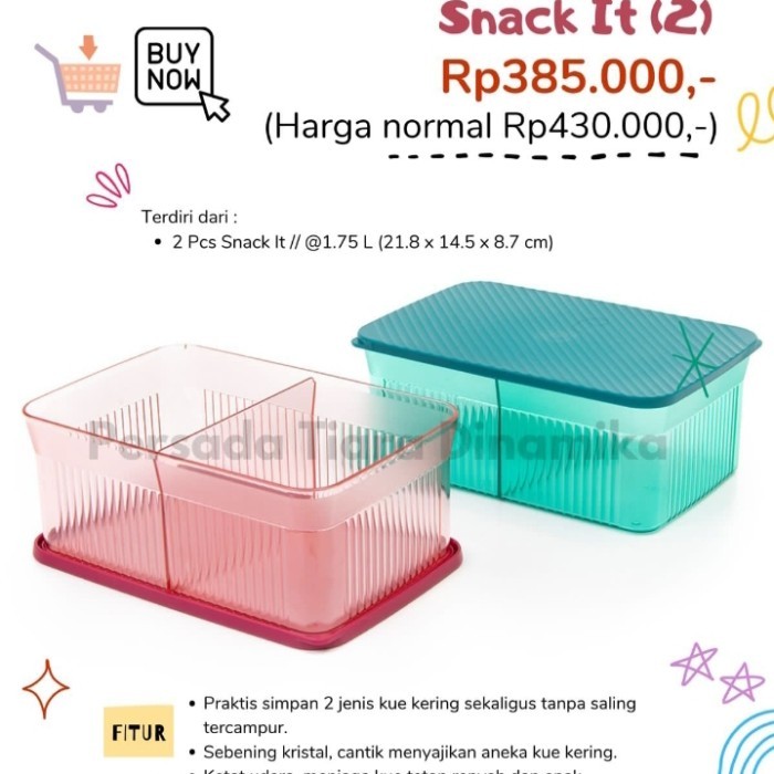 Tupperware Snack It Tosca Dan Red (2) - Toples Sekat