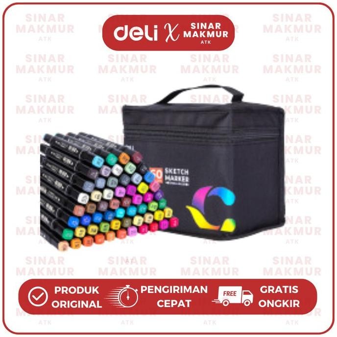 

Sketch Marker Dual Tip Alcohol Based 60 Warna Deli 70806-60 (Set)