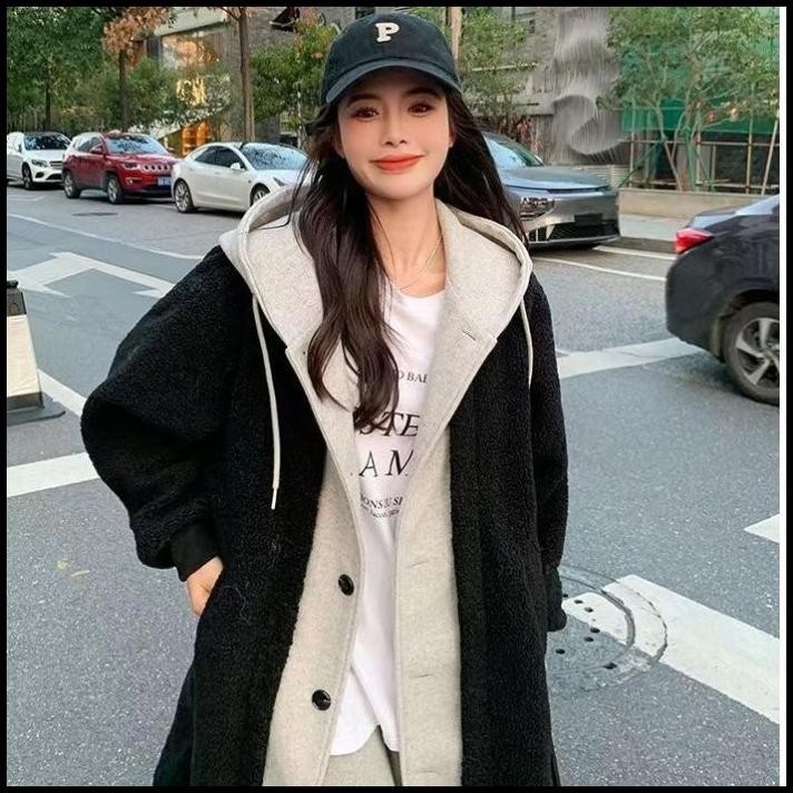 terbaru seoul wool cotton blend long coat jacket import winter autumn korean promo