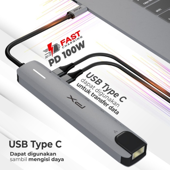PX Hub Adapter Converter 8 in 1 Type C 4K USB 3.1 HDMI UCH08 100Mbps