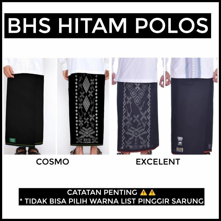 terbaru sarung bhs hitam polos mercericed mesres original murah premium (asli) promo