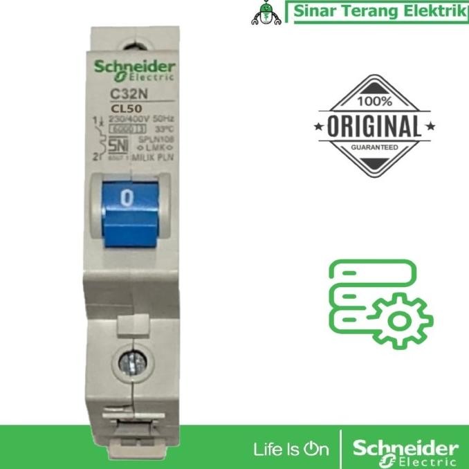 terbaru schneider electric mcb pln kepala biru c32n 1p 50a cl50